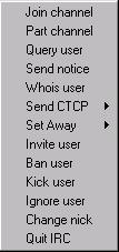 mIRC Command drop-down menu