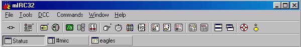 standard mIRC menu and tool bar