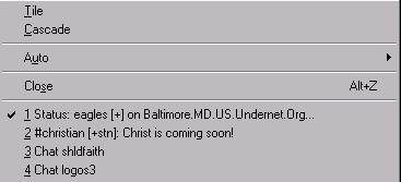mIRC Window drop-down menu